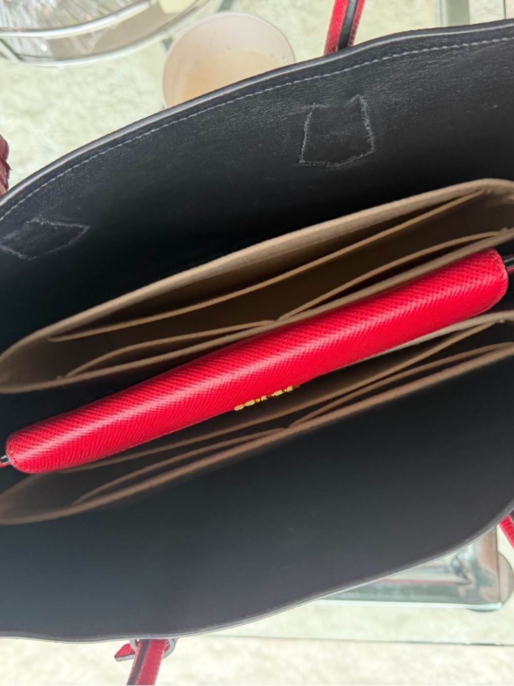 Prada Red Saffiano Double Tote Large - Picture 12 of 13